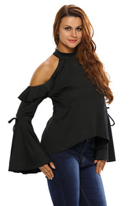 Sexy Flirt Cold Shoulder Ruffle Flare Sleeve Top