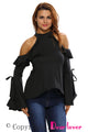 Sexy Flirt Cold Shoulder Ruffle Flare Sleeve Top