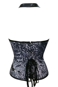 Sexy Floral 14 Steel Bone Steampunk Leather Corset with Thong