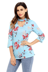 Sexy Floral Choker Top in Mint