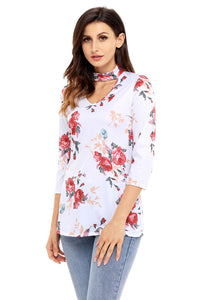 Sexy Floral Choker Top in White