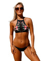 Sexy Floral Embroidery High Neck Tankini Swimsuit