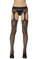 Sexy Floral Keyhole Stockings with Attached Garter Belt