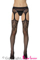 Sexy Floral Keyhole Stockings with Attached Garter Belt