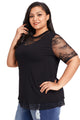 Sexy Floral Lace Splice Short Sleeve Plus Size Top