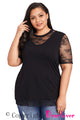 Sexy Floral Lace Splice Short Sleeve Plus Size Top