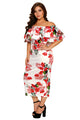 Sexy Floral Layered Ruffle Off Shoulder Curvaceous Dress