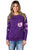 Sexy Floral Patch Accent Purple Sweatshirt