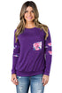 Sexy Floral Patch Accent Purple Sweatshirt