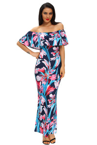 Sexy Floral Print Off-the-shoulder Maxi Dress