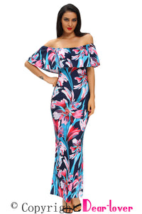 Sexy Floral Print Off-the-shoulder Maxi Dress