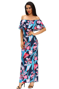 Sexy Floral Print Off-the-shoulder Maxi Dress