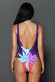 Sexy Floral Print Side Lace up One Piece Swimsuit