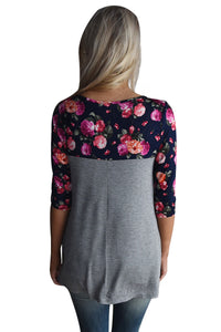 Sexy Floral Printed Gray Womens Top