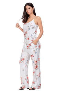 Sexy Floral Wide Leg Jumpsuit in White