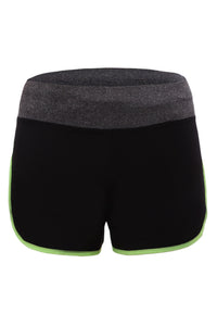 Sexy Flourescent Green Piping Trim Wide Waistband Gym Shorts