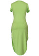 Sexy Fluorescent Green Side Slit Midi Dress