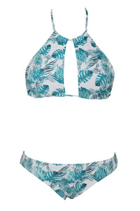 Sexy Fresh Tropical Print Bikini Swimsuit