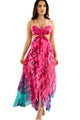 Sexy Fuchsia Multi-color Feather Print Maxi Dress