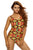 Sexy Geometric Bikini Romper Zipped One Piece Bathing Suit