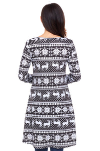 Sexy Geometric Snowflake Black Long Sleeve Christmas Dress