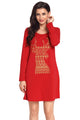 Sexy Geometric Snowflake Reindeer Red Christmas T-shirt Dress