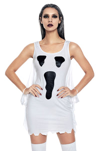 Sexy Ghost Print Jersey Dress Adult Costume