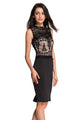 Sexy Glamorous Lace Detail Black Bodycon Dress