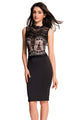 Sexy Glamorous Lace Detail Black Bodycon Dress
