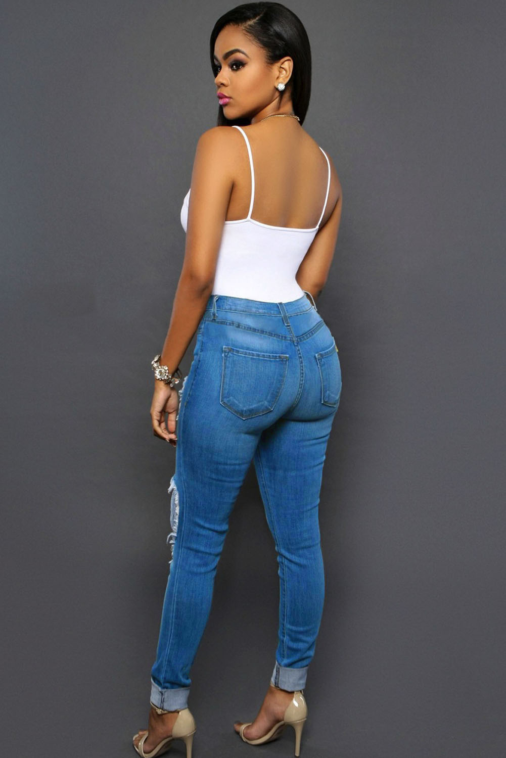 Sexy Glistening Ripped Skinny Jeans SEXY AFFORDABLE CLOTHING Sexy Glistening Ripped Skinny Jeans SEXY AFFORDABLE CLOTHING