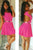 Sexy Glowing Pink Slash Scoop out Skater Dress