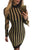Sexy Gold Black Stripes Mock Neck Long Dress