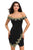 Sexy Gold Lace Applique Black Off Shoulder Mini Dress