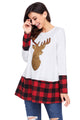 Sexy Gold Sequin Christmas Reindeer White Tunic with Plaid Detail