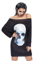 Sexy Gothic Skull Halloween Mini Jersey Dress