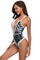 Sexy Graphic Print Strappy Back One Piece Swimsuit