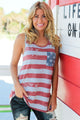 Sexy Gray American Flag Tank Top with Bow Detail