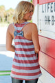 Sexy Gray American Flag Tank Top with Bow Detail