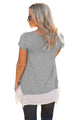 Sexy Gray Asymmetric Chiffon Hem T-shirt Top