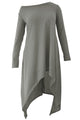 Sexy Gray Asymmetric Hemline Long Sleeve Oversize Sweater