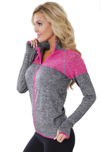 Sexy Gray Atheletic Running Yoga Jacket with Mesh Accent