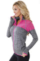 Sexy Gray Atheletic Running Yoga Jacket with Mesh Accent