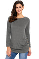 Sexy Gray Buttoned Side Long Sleeve Spring Autumn Womens Top