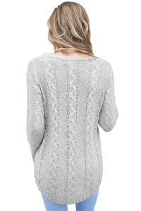 Sexy Gray Cable Knit Fall Winter Sweater