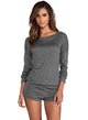 Sexy Gray Casual Off Shoulder Long Sleeve Romper