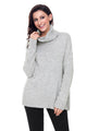Sexy Gray Causal Knit High Neck Loose Sweater