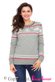 Sexy Gray Christmas Reindeer Knit Sweater Winter Jumper