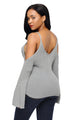 Sexy Gray Cold Shoulder Bell Sleeve Sweater