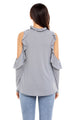 Sexy Gray Cold Shoulder Ruffle Top