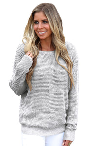 Sexy Gray Cross Back Hollow-out Sweater